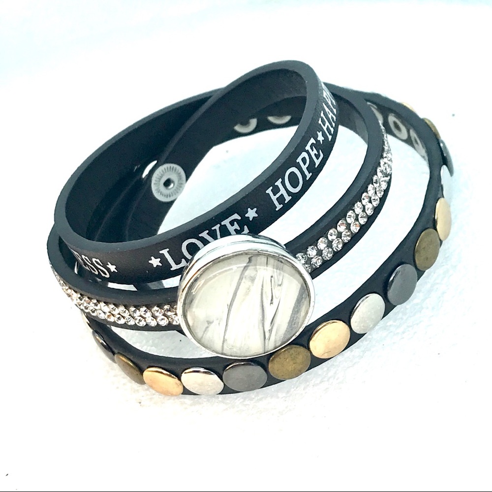 Leather snap bracelet Handmade 20mm snap SB20